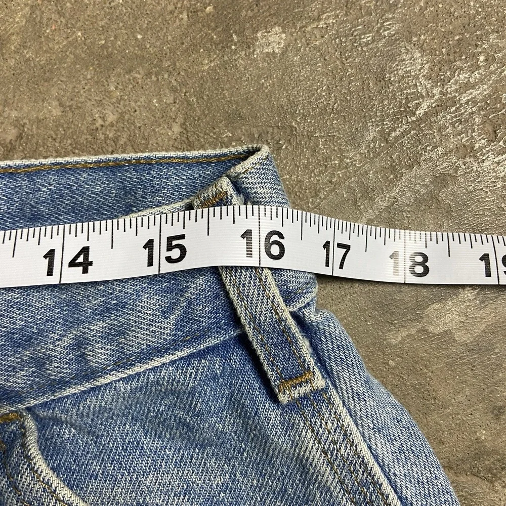 VTG Carhartt Jean Carpenter Shorts Size 34 Blue Denim Medium Wash Cutoff Work